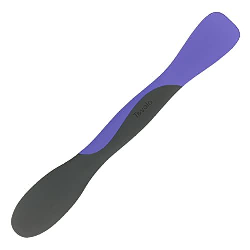 Image of Tovolo Scoop and Spread Large Dual End Peri Purple and Charcoal Gray Silicone Sandwich Spreader Tool with Nylon Handle, BPA Free Dishwasher Safe Silicone and Nylon Tool for Spreading and Scooping