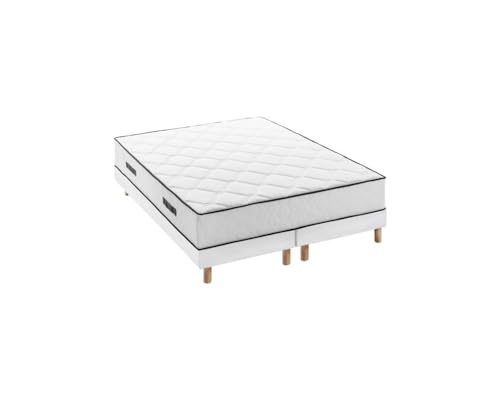 DEKO DREAM Ensemble Matelas 180x200 cm + sommiers 2x90x200 cm - Ressorts ensachés - 7 Zones de Confort - 27 cm - Équilibré