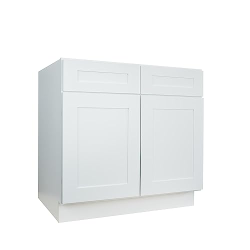 Hollywood Fabiani Design Sink Base Kitchen Cabinet 33 in. W x 24 in. D x 34.5 in. H in Shaker White Ready to Assemble