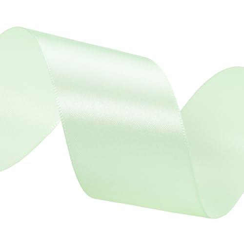 Image of ATRBB 25 Yards 1-1 /2 inch Wide Satin Ribbon Perfect for Wedding,Handmade Bows and Gift Wrapping(Pale Green)