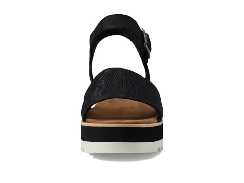 Image of TOMS Women's Diana Wedge Heel Sandal, Leather Upper, Rope-Wrapped Midsole, Adjustable Strap, Buckle, OrthoLite Insole