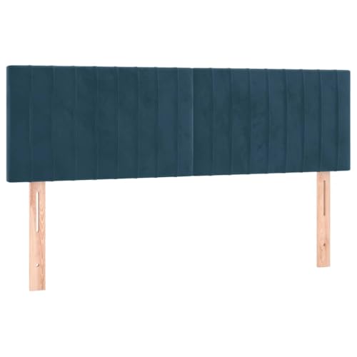 vidaXL Têtes de Lit Meubles de Chambre à Coucher Accessoires de Lit Simple Têtes de Cadre de Lit Intérieur Bleu Foncé 144x5x78/88 cm Velours