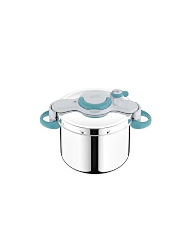 ClipsoMinut Easy + Blue 9L Folding Handles Cocotte-minute® Induction Book of 100 Recipes Stainless Steel Cooking Pot Made in France Easy to use, Made in France