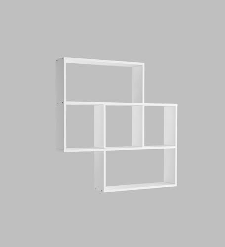 Image of RETICA Multipurpose Modular Wall Racks /Shelves /Organiser /Decor Particle Board Wall Shelf (Number of Shelves - 5, White)
