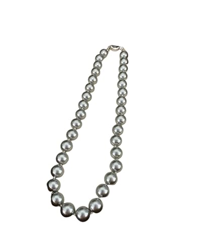 Collier perle femme anti-ternissement en plaqué argent blanc 8-14mm style rétro