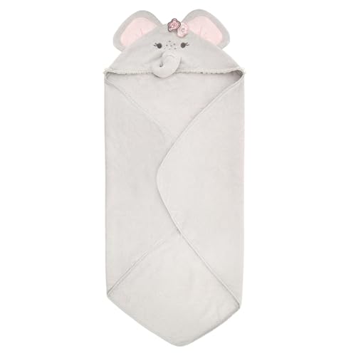 Image of Stephan Baby Hooded Towel - 100% Cotton with Fun Animal Design for Infants and Toddlers, 31 inch Square, Elephant Pink