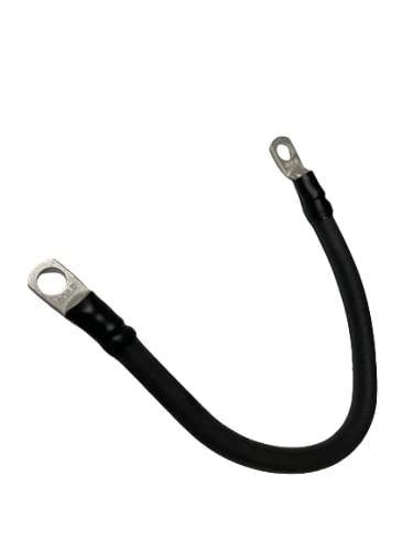 AWTSUNCON 4 AWG Flexible Battery Cables Black B4B-0300-1611 or RED B4R-0300-1611 - Solar, Marine, Power Inverter 5/16'' Tin Plated Copper Lug on Both Ends 3-feet (Black Cable)