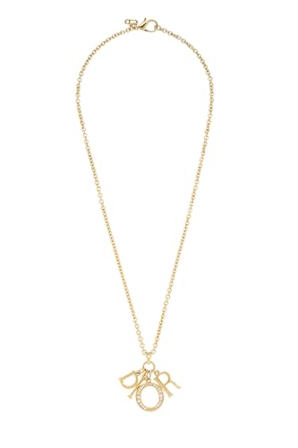 Dior, Pre-Loved Gold Crystal Logo Letters Necklace, Gold