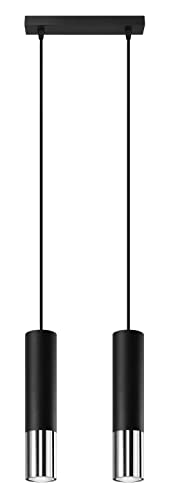 SOLLUX lighting Hängelampe Pendelleuchte Hängeleuchte - Deckenlampe Stahl - 2 Flammig - LED Lampe Glühbirne - Schwarz Chrom Loopez SOLLUX lighting Hängelampe Pendelleuchte Hängeleuchte - Deckenlampe Stahl - 2 Flammig - LED Lampe Glühbirne - Schwarz Chrom Loopez