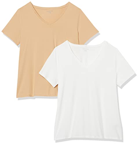 Image of Amazon Essentials Women's Plus Size Short-Sleeve V-Neck T-Shirt