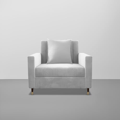 Image of Casaliving Garcia 1 Seater Sofa Set for Living Room (Grey Colour) Premium Fabric Sofa