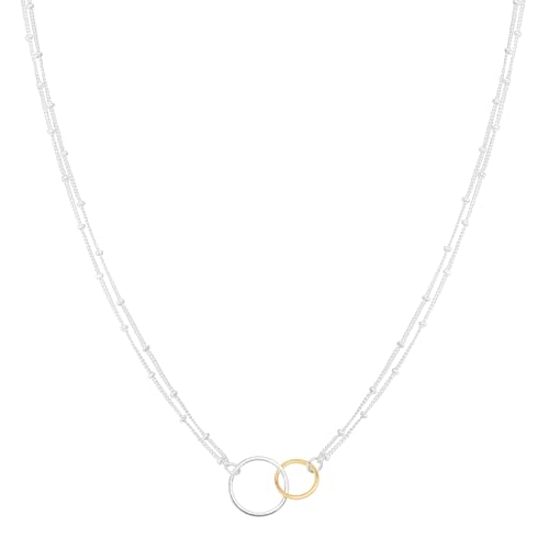 Silpada 'Pagosa' Circle Linking Station Necklace in Sterling Silver and 14K Gold Plating