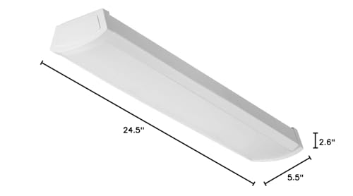 Lithonia Lighting 2 Foot LED Light Fixture, Low-Profile LED Wraparound Flush Mount Ceiling Light, 3000K Warm White, 120V, 24-Inch (FMLWL 24 830)