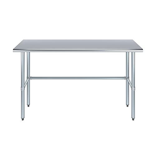 Image of AmGood Stainless Steel Work Table Open Base | Metal Work Bench (Stainless Steel Table Open Base, 60 inch Long x 18 inch Deep)