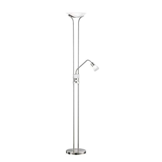IKEA NOT Deckenfluter/Leseleuchte in weiß 5 Trio Leuchten LED Fluter Santo II 421910207, Metall Nickel matt, Glas alabasterfarbig weiß, 5x 4.5 Watt