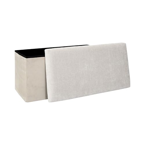 HOME DECO FACTORY - HD7799 - Emilia Faltbare Aufbewahrungsbank - Praktisches Polyester Möbelstück - Schlankes Design - Perfekt für Wohnzimmer oder Schlafzimmer - Optimale Stauraumkapazität - Beige