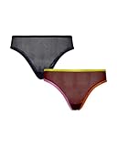 Parade Women's Silky Mesh High Rise Cheeky, Multi-Pack, 2 Pack: Syrah W/Pop Trim, Eightball