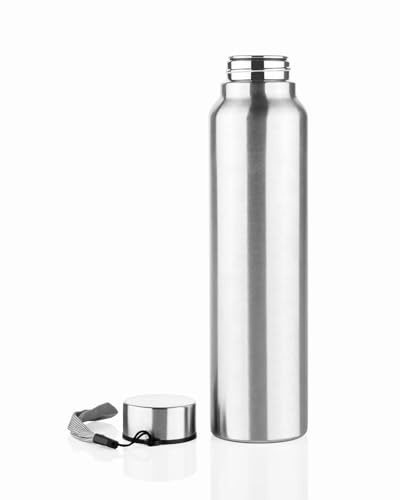 Image of D-Search Stainless Steel Water Bottle 1000 ml Pack of 3 | Fridge Water Bottle | Leak Proof Lid,Rust Resistant, Food Grade Steel, BPA Free, Reusable Water Bottle for School, Office, Gym, Home & Travel