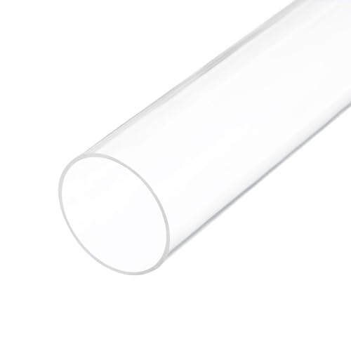 Rebower 14" Clear Plastic Rigid Pipe 42mm ID x 45mm OD (1.7" ID x 1.75" OD) Acrylic Round Tubing, [for Plumbing, Hydraulics, Aquarium]