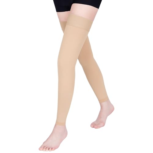Image of 15-20 mmHg Compression Stockings for Women & Men, Thigh High Compression Socks Medical Graduated Compression Support for Edema, Varicose Veins