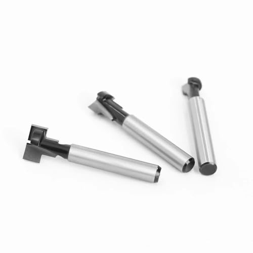 1/2/3個 6mm 1/4シャンク ブラック キーホールビット Tスロットカッター ルータービット 木工用フライスカッター 木材ツール用 フェイスミル エンドミル(6.35mm shank,3pcs set)