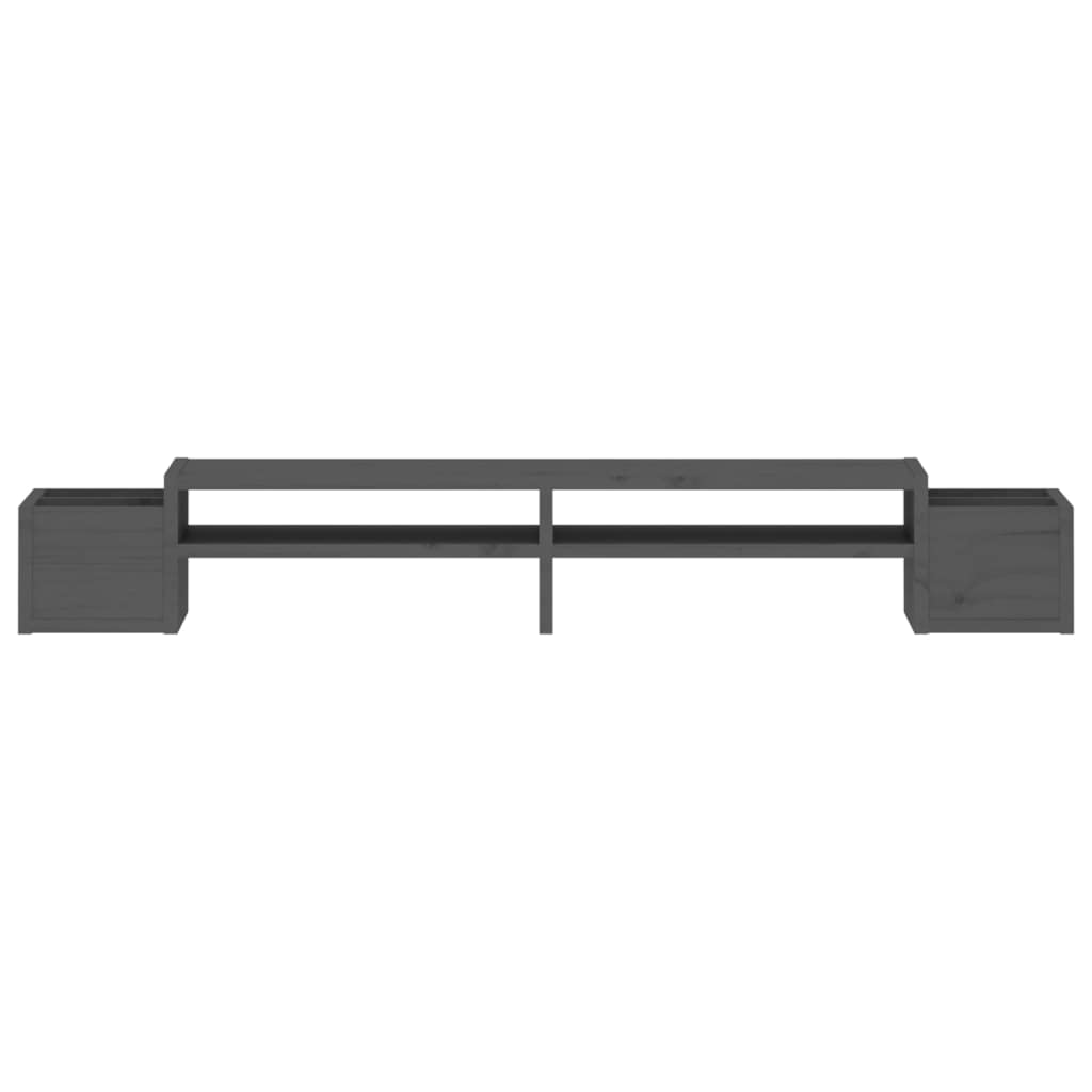 Supporto per monitor in legno di pino massiccio, 100 x 27,5 x 15 cm, supporto da scrivania con 4 ripiani, supporto per laptop per ufficio, casa, gaming e posto di lavoro