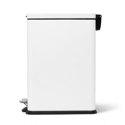 Image of Home Zone Living 8 Gallon Kitchen Trash Can with Slim Fit Design | Stainless Steel with Soft-Close Step Pedal Lid, Bag Tuck Band for Easier Bag Changes, Rectangular Shape, Black