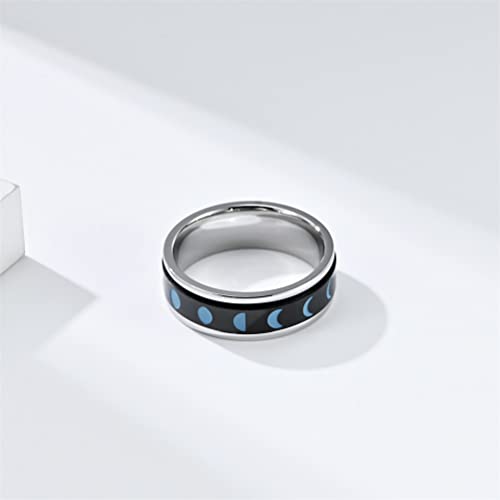 Image of PAURO Unisex Anxiety Ring Rotatable Eclipse Polished Wedding Band | Stainless Steel Wide Simple Polished Wedding Engagement Band for Men Women,Classic Style,Comfort Fit