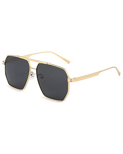 Dollger Sonnenbrille Herren Pilotenbrille Polarisierte Pilot: Fliegerbrille Damen Große Schwarze Brille Männer für Autofahren Angeln Gold Metallrahmen Cover
