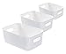 Femongy Set di 3 Cestino Portaoggetti, Box Organizer Grande, Cestini da Studio con Manico, Scatola Portaoggetti Cosmetica Organizzatore Ordinato Cesto Portaoggetti per Bagno di Casa Ufficio (Bianca)