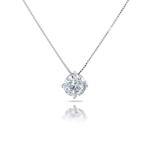 Collier Femme Argent 925 pendentif solitaire zircon scintillant pour idée cadeau