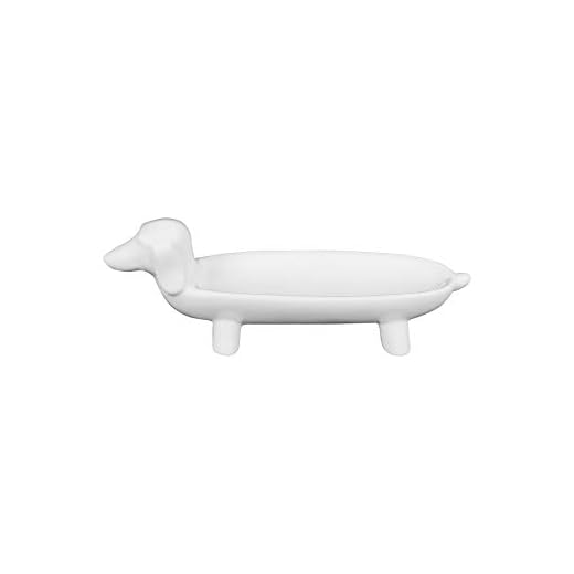 Creative Co-Op Elongated White Ceramic Dog Dish