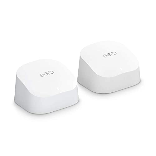 Like-New Amazon eero 6 mesh wifi system - Supports internet plans up to 500 Mbps, Coverage up to 3,000 sq. ft., Connect 75+ devices, 2-pack (1 router + 1 extender)