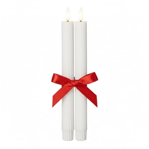 Star LED Kerzen Set, 2er Pack Echtwachs Stabkerzen, Flackerndes...