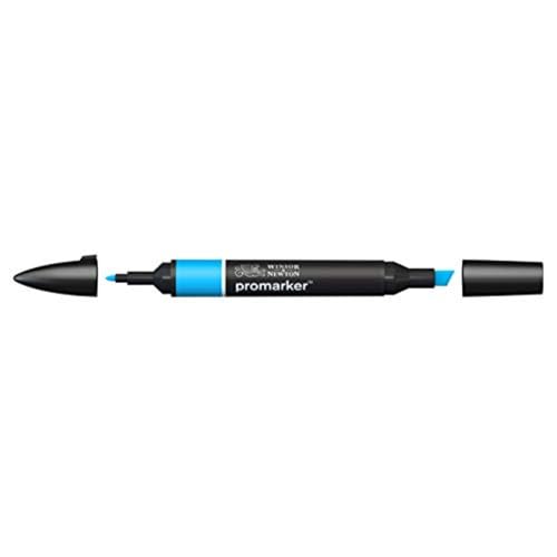 Image of Winsor & Newton Promarker, Alcohol Based Markers, Cyan (C847), Double Tipped Drawing Marker Set for Artists, Graphic Designers, Illustrators - Chisel & Fine Twin Tip, Streak Free Coverage
