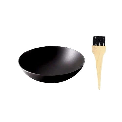 VISMAY'S Pure Iron Henna Bowl with Wooden Brush Mehandi Katora Heena Kadhai Kadai Karahi Durable Loha Katori for Mehendi Wok Kavala Ideal for Personal Salon Spa Hair Mask Make in India 7.5" (8 Inch)