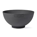 Ash & Ember 29' Hemisphere Fire Pit, Wood Burning Outdoor Fire Bowl, High-Temp Black Paint Over Cast Iron, Half-Sphere Outside Fireplace with Flanged Edge and Stable Base