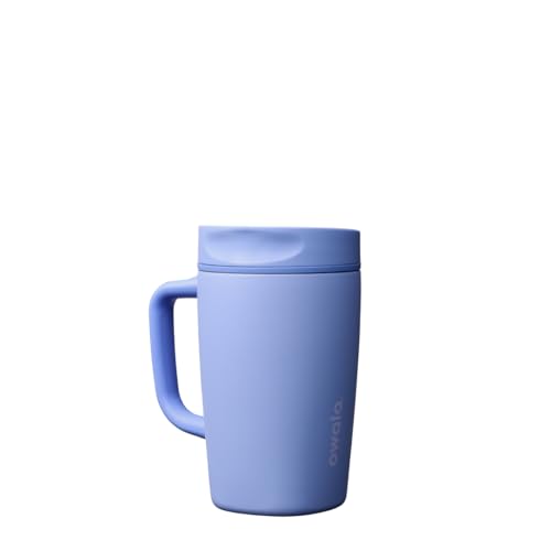 Image of Owala SmoothSip Slider Stainless Steel Insulated Travel Mug with Handle, 100% Leak Proof, For Hot and Cold Drinks, Travel Friendly with Sliding Lock Lid, 12 oz, BPA Free, Leak Proof, Out of the Blue