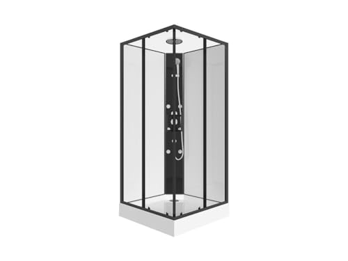 Vente-unique-Cabina de ducha de ángulo hidromasaje - Ancho 80 x 80 x Alt. 225 cm - KIVORA