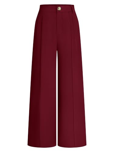 KIRUNDO 2026 Fall Wide Leg Pants for Women High Waisted Slack(Burgundy,M) - image 1