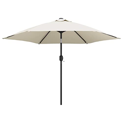 Parasol 300 cm rouge contre la chaleur avec inclinaison et 18 LED solaires