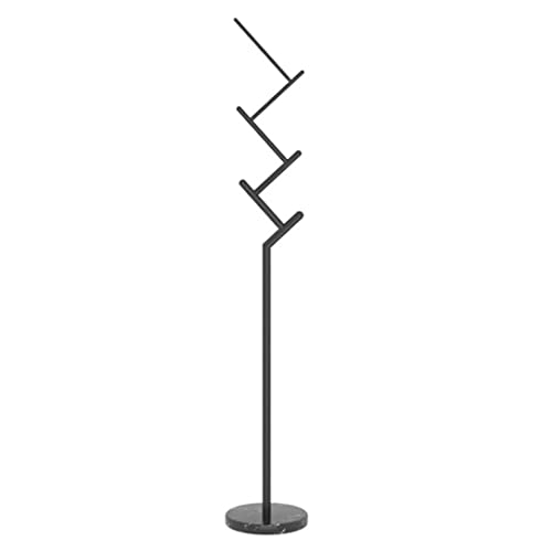 Moderno perchero independiente con estante para sombreros, organizador de entrada de metal y mármol en forma de Z para dormitorio y sala de estar, elegante perchero azul (170 x 33 cm)