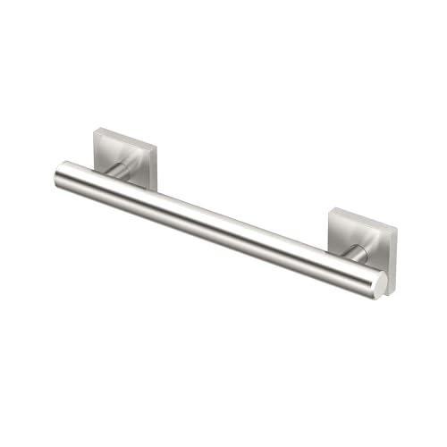 Image of Gatco 950 Elevate Shower Grab Bar, 12 Inch, ADA Compliant, Satin Nickel, Wall Mounted Bathroom Handrail