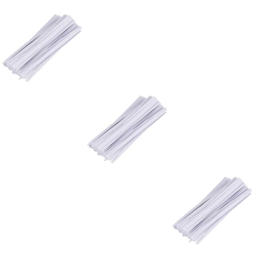 HOMSFOU 3 Packs Paper Covered Iron Wire Sealing Strips for Packaging Bags Durable and Decorative Ties for Food Packaging Bakeries and Crafts White Color