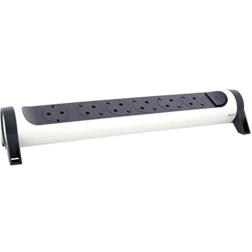 Regleta de enchufes giratoria LEGRAND con 6 tomas 2P+T e interruptor blanco y gris 694547 3