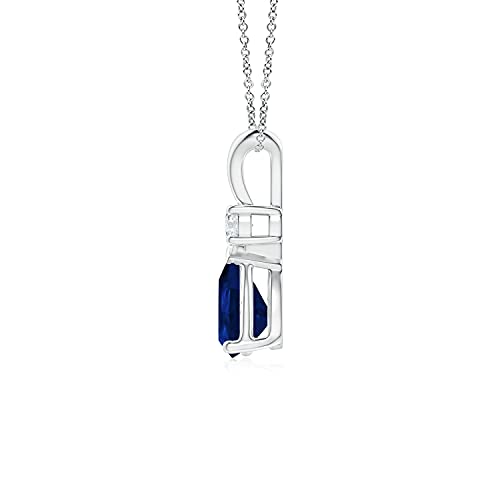 Angara Natural 0.75 Carat Blue Sapphire Teardrop Pendant Necklace For Women, Girls With Diamond In 14K White Gold With 18 Inch Chain | September Birthstone Jewelry Gift #TOP1