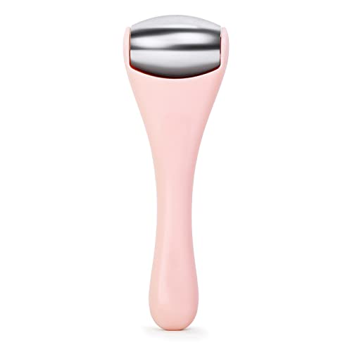 MAANGE Ice Roller for Face and Eye 2 Pcs,Face Roller Skin Care for Puffiness,Migraine,Pain Relief,Eye Roller For Puffy Eyes Dark Circles,Stainless Steel Facial Roller (Pink)