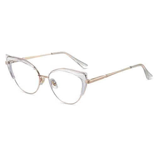 Genérico Gafas De Lectura con Bloqueo De Luz Azul para Mujer Modernas con Bisagras De Resorte Antifatiga Visual Ligeras TR90 para Ordenador,Clear,+1.25