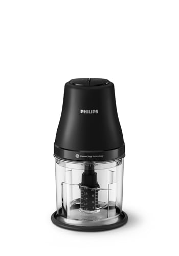 Philips 3000 Series HR1501/00 - Chopper PowerChop Technology 450W Motor 4 Stainless Steel Blades 2 Speeds 1L Bowl Dishwasher Safe Non-Slip Base Compact Design
