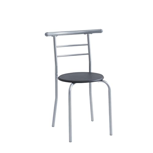 mcc direct Dining Table and Chairs Set Metal Wood Effect Kitchen Table Dining Chairs Barley (Black)